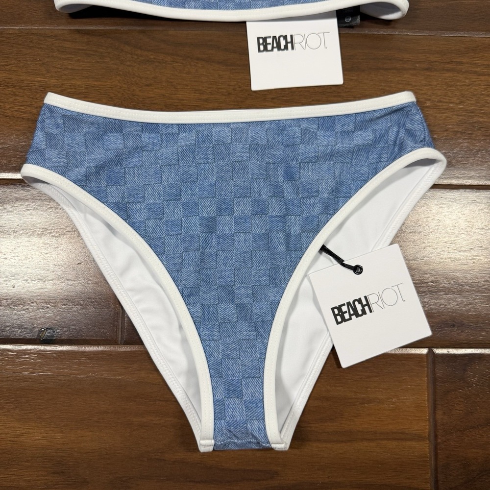 Beach Riot Size XS / S Blue Denim Daze 2 Piece Bikini Estelle Top Hester Bottom - Picture 7 of 12